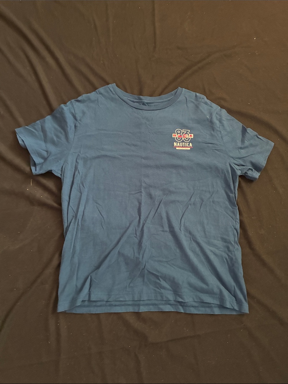 Nautica Navy Blue Short Sleeve Tee with Chest Emblem